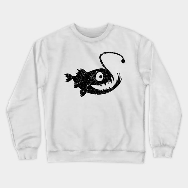 Vintage Deep Sea Angler Fish Retro Art Crewneck Sweatshirt by Your Funny Gifts